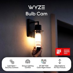Bulb Cam Security Camera, 2K HD Outdoor Light Bulb Camera, Color Night Vision…