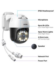 ZOSI 2PK POE PTZ Security Camera Outdoor 5MP Vehicle Detect Auto Track System