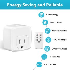Energy Efficient 3-Outlet Remote Control Plug – 100FT RF Signal Included