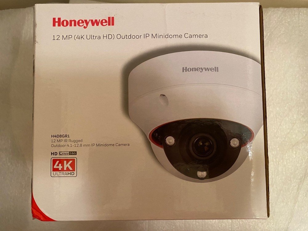 Honeywell 12MP 4K UHD IP Minidome Camera H4D8GR1 + Wall Mount Kit HD4CHIP-WK