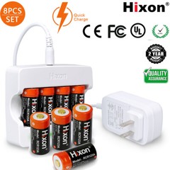 8 Pack 3.7V RCR123a Rechargeable Batteries & Charger for Arlo HD Camera White