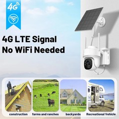 4G LTE Cellular Security Camera No WiFi Solar Outdoor Night Vision With SIM Card