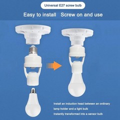 E27 PIR Motion Sensor Light Bulb Socket Adapter Auto on/Off with 4609