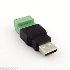 5x USB 2.0 Type A Male to 5 Pin Screw w/ Shield Terminal Plug Adapter Connector