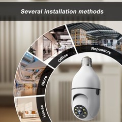 5PCS Light Bulb Security Camera 5MP WIFI 360° Color Wireless 2-Way Audio