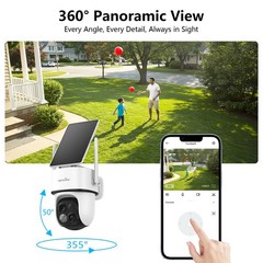 Wansview Solar Wireless Security Camera 360°PTZ 2K 3MP Dual-Cam Human Detection