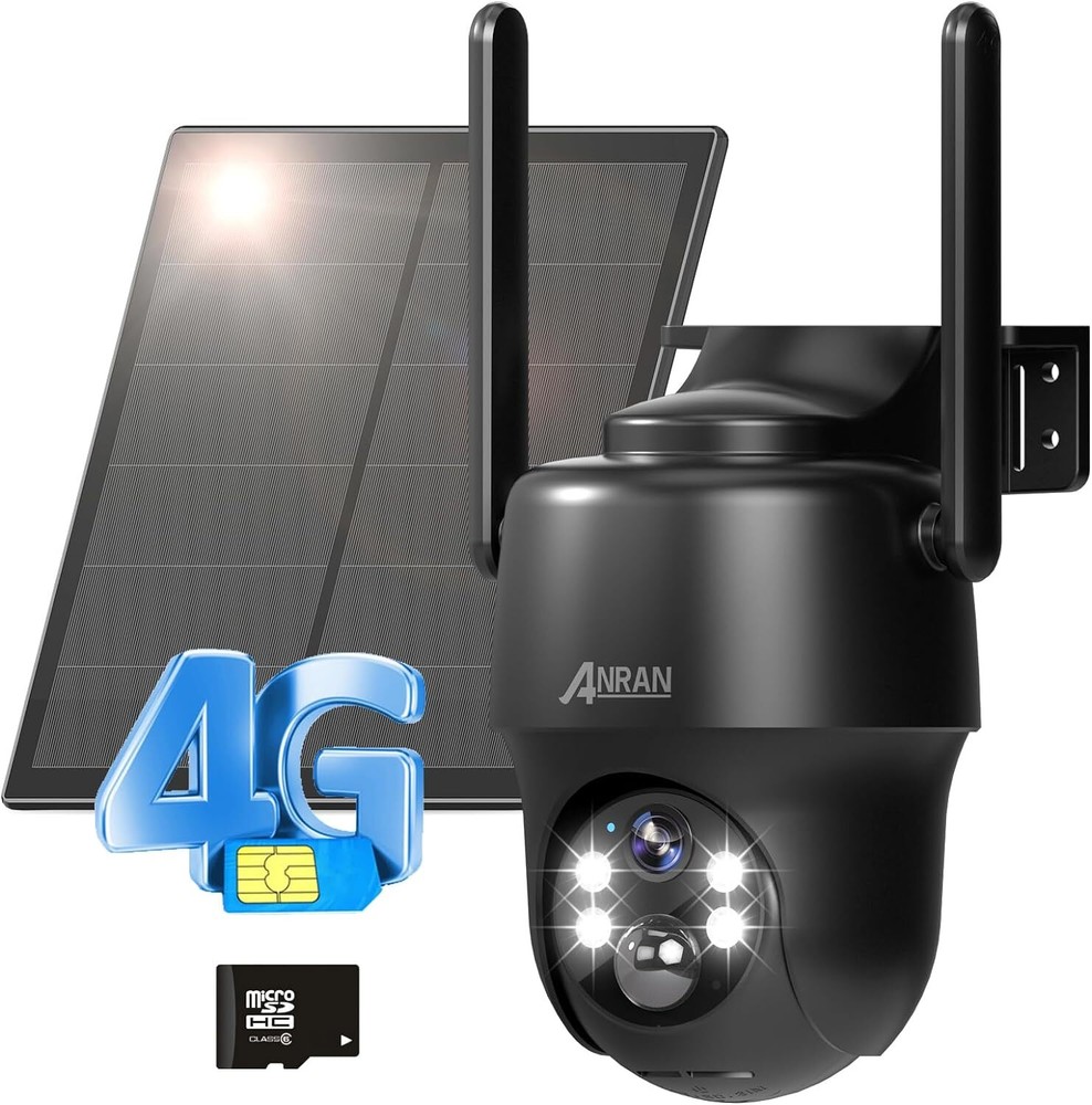 ANRAN Solar Security Camera Wireless Outdoor 4G LTE Cellular Home IP65 Camera PT