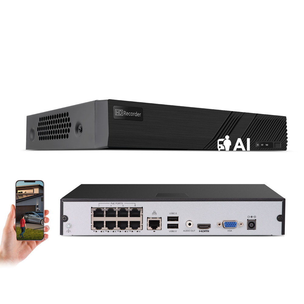 Anpviz 8CH PoE NVR for Home Security Camera System, Support 8MP/3K PoE Camera