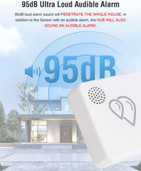 SW2 Water Leak Detector Sensor with 95Db Alarm, No Subscription Fee, Home Wirele
