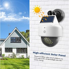 Solar Wall Light Dummy Cam Fake Security Dome Camera Flashing Red LED Flood Lamp