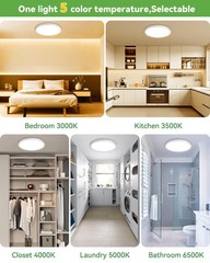 zemty 6-Pack 12-Inch LED Flush Mount Ceiling Lights, 24W 12in-6Pack, White