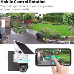 Solar Battery Powered Wireless WiFi Outdoor Pan/Tilt Home Security Camera System