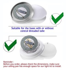 OLYMSTAR 36W LED Light Kit Panel for Ceiling Fan Flush 7″ in Diameter, Clear