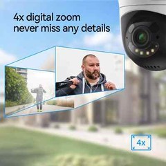 Wireless Outdoor Security Camera Dual Lens Zoom 360° PTZ Infrared Night Vision