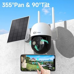 Wireless Solar Powered WiFi Camera Outdoor 4MP 2K PTZ Home Security Camera CCTV