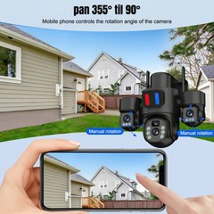 Solar Battery Powered Wireless WiFi Outdoor Pan/Tilt Home Security Camera System