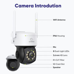 SANNCE 8MP 16CH NVR 5MP PT Color Wireless Security Camera System Twao Way Audio