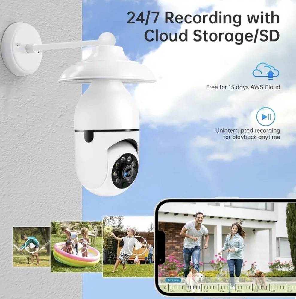 2 Pack E27 WiFi Bulb Camera – Wireless, Easy Install, Motion & Night View