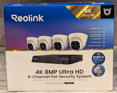 REOLINK SECURITY CAMERA SYSTEM 4k POE 8 CHANNEL NVR WITH 4 4K DOME CAMERAS
