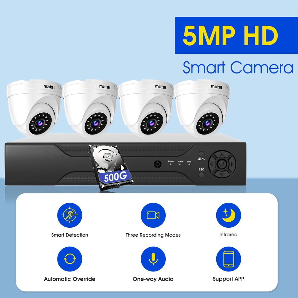 8CH 5MP Lite DVR Outdoor CCTV Security Camera System Kit Night Vision with 500GB