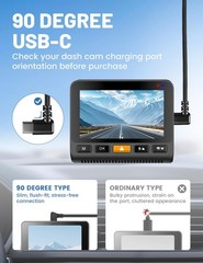 EWAY USB C to 90 Degree C Dash Cam Power Cord 10FT, Replacement 10 feet