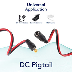 50/5Pairs 2.1mm x 5.5mm M & F DC Pigtail Connectors and 12V Power Supply Adapter