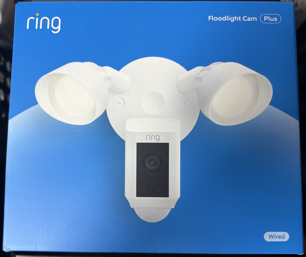 Ring Floodlight Cam Wired Plus Motion-Activated Camera 1080p White