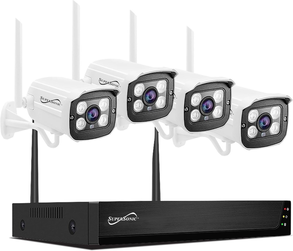 Supersonic 8CH Wireless Security Camera System 4 Cam 1080P 1TB Night Vision NEW