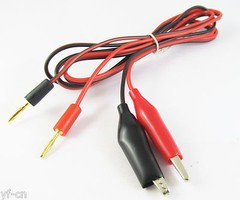 1pair 2mm Gold Banana Plug Hard Plastic to Alligator Clip Test Probe Cable 1M