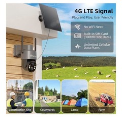 4G LTE Cellular Solar Security Camera Wireless Outdoor, 2.5K NO WiFi