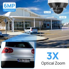 VIKYLIN 3×Optical Zoom IR30M Mini Dome 6MP PTZ IP CAMERA POE MIC Outdoor CCTV US