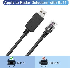 Radar Detector Cable, USB to RJ11 Plug Cable,for Uniden R1 R3 R4 R7 R8