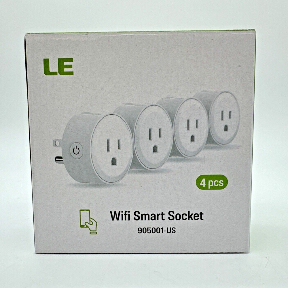 LE 4 Pack WiFi Smart Plug Socket Outlet APP Control Alexa Google White 905001-US