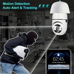 2 Pack WiFi Light Bulb Security Camera 5GHz Outdoor 360° Wireless E27 App Cam