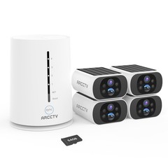 ARCCTV Solar Battery Security Camera System Outdoor Wireless Home 4 Camera Kits