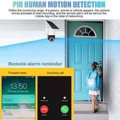 Solar Battery Powered Wireless WiFi Outdoor Pan/Tilt Home Security Camera System