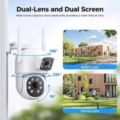 CAMCAMP Wireless Security Camera System Dual Lens Linkage 2.4G/5G WiFi PTZ Cams