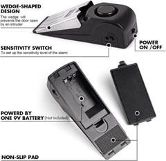 2 Security Door Stop Alarm 120DB Stopper Wedge Siren Portable Home Anti Theft