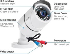 ZOSI HD 2MP 1080P CCTV Outdoor Security TVI Bullet Camera 120ft NightVision IP66