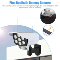 Solar Power Dummy Security Camera Fake LED Wall Light Outdoor Surveillance CCTV