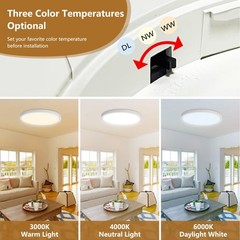 6PK 12 Inch LED Flush Mount Ceiling Light, 24W, 2520LM, 12inch-6PK, White