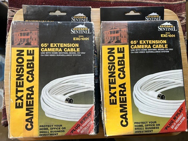 TWO Home Sentinel EXC 1001 S-VIDEO Cable Extensions 65′ Each, 6-Pin