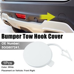 Front Right Bumper Tow Hook Cover Towing Eye Cap Fit for VW White 2.09″x1.73″