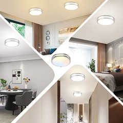 36W LED Flush Mount Ceiling Light Fixture, 13 Inch, Brushed Nickle-5CCT-1