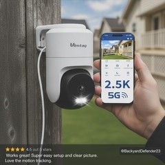 Pan/Tilt Outdoor Security Camera, 2.5K 4MP WiFi Home CCTV Camera, 360° View &…