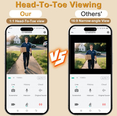 Videoportero WiFi 2K Inalámbrico con Audio, Detección y Timbre Inteligente