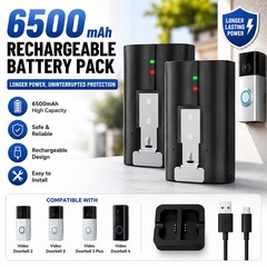 6500mAh Rechargeable Battery Pack for Video Doorbell 2/3/3 Plus/4 with Charger