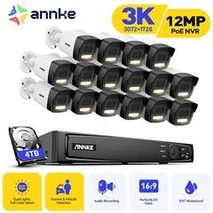 ANNKE 12MP 16CH NVR 5MP POE Security IP Camera System AI Color Nght Vision IP67