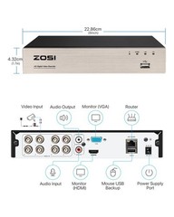 ZOSI 8CH 1080P Outdoor Security Camera System 5MP Lite CCTV DVR Kit 1/2TB HDD