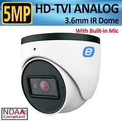5MP HD-TVI Analog IR Dome Camera Built-In Microphone 3.6mm Fixed Lens IP67